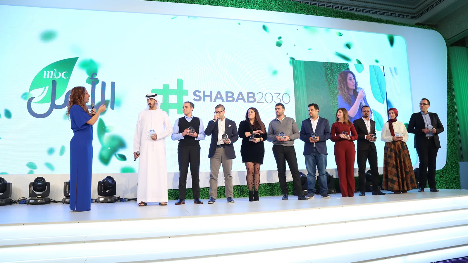 Honourees lined up on the MBC Al Amal stage