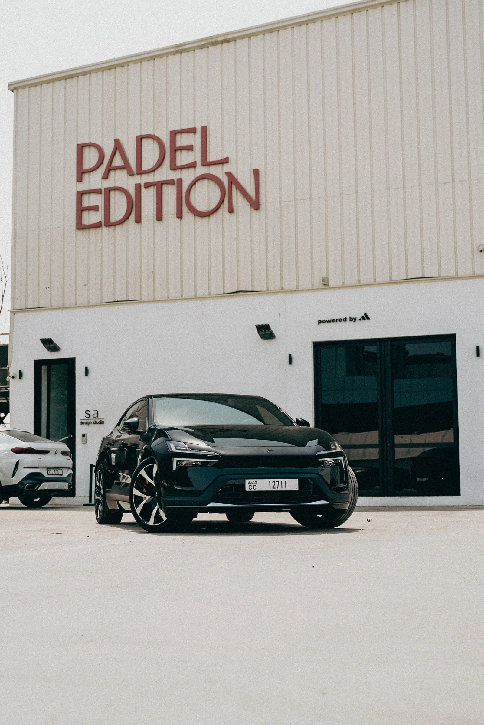 Polestar 4 outside the Padel Edition entrance