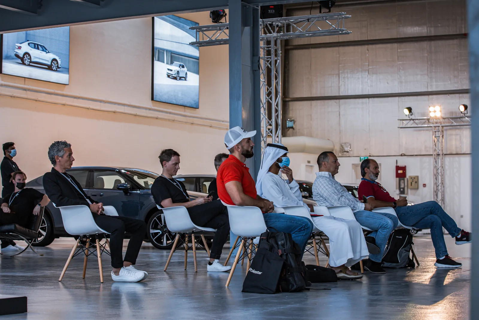 Media seated for the drive briefing